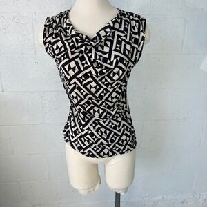 Jennie & Marlis Womens‎ Geometric Print Sleeveless Cowl Neck Top Small